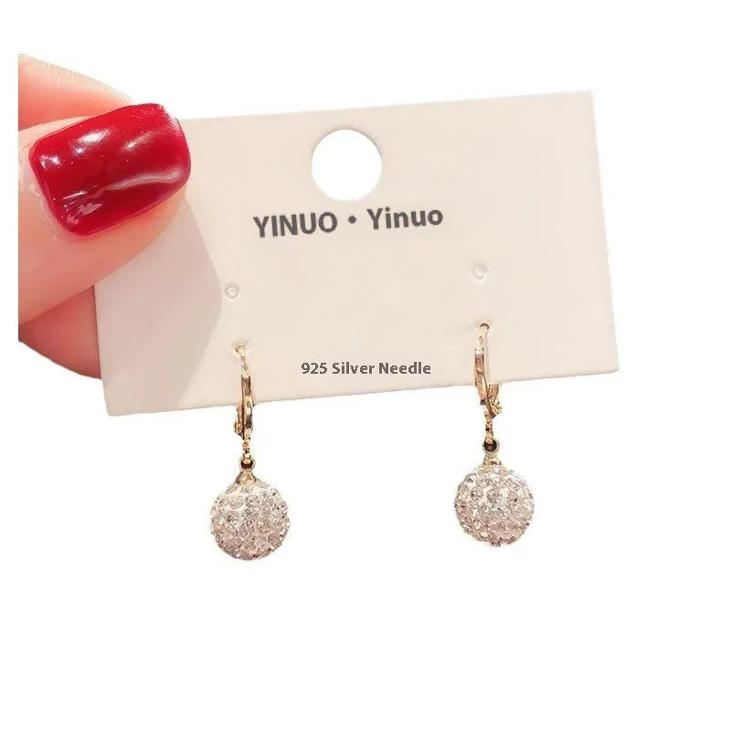 Women's copper zircon earrings with electroplated finish in geometry shapes featuring rose design elements