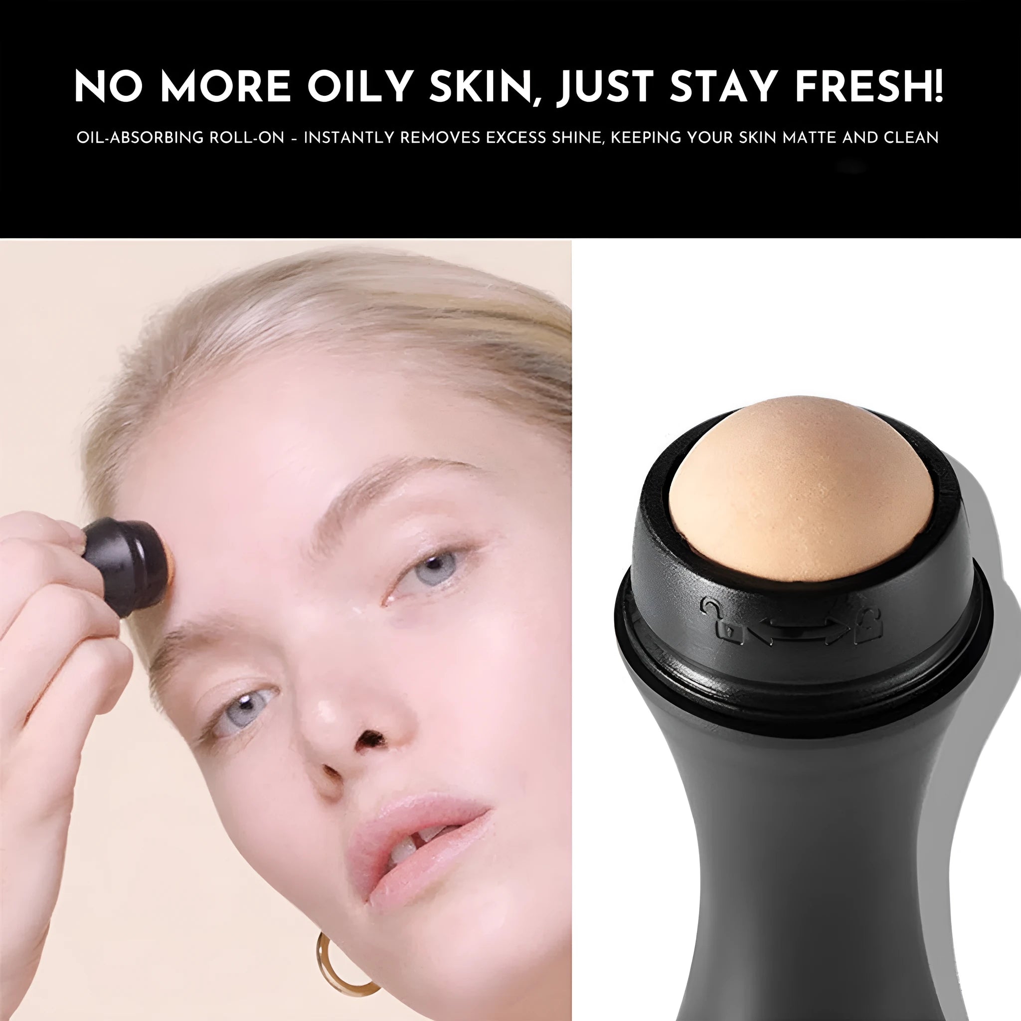 Volcanic stone facial roller for oily skin in black, green, pink, or white on a plain background