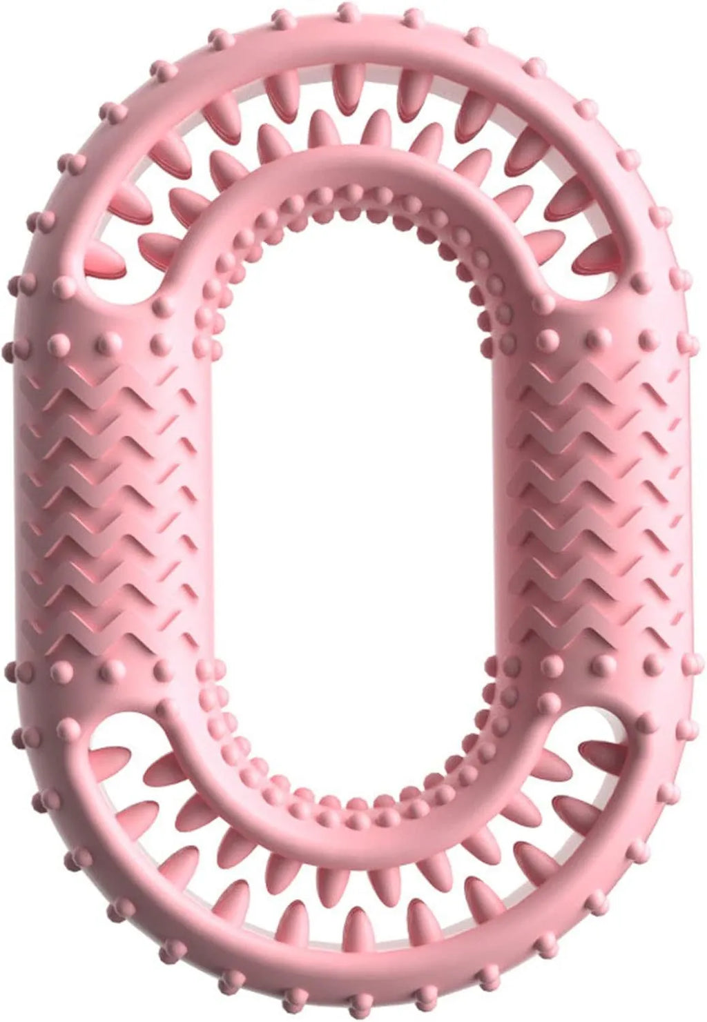 Blue O-ring shaped dog chewing toy for aggressive chewers on white background