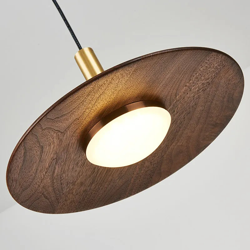 New Chinese style fish line chandelier with walnut wood lamp body and all-copper finish, 250mm or 300mm diameter