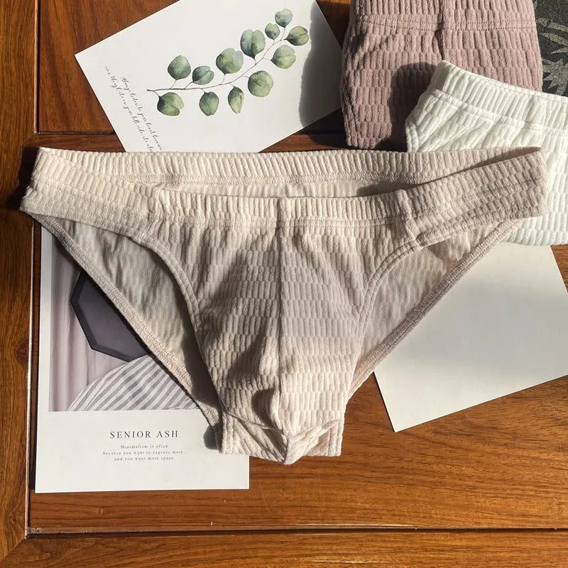 Men's cotton triangle underwear briefs in solid colours showing mid waist design