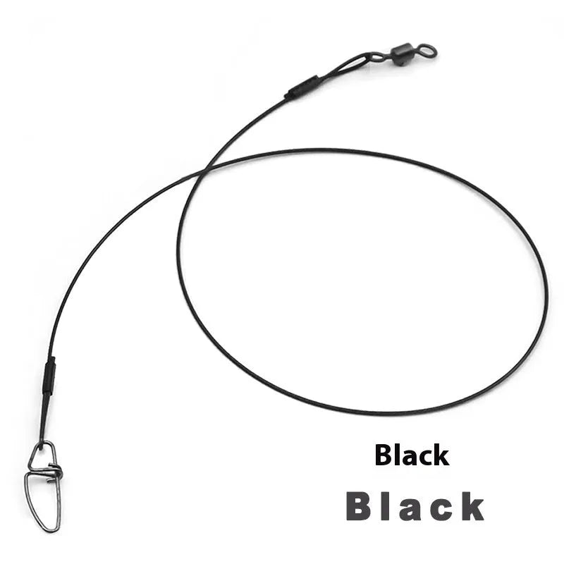 Steel wire double buckle fishing pins in green, black, and red colours showing 54cm length