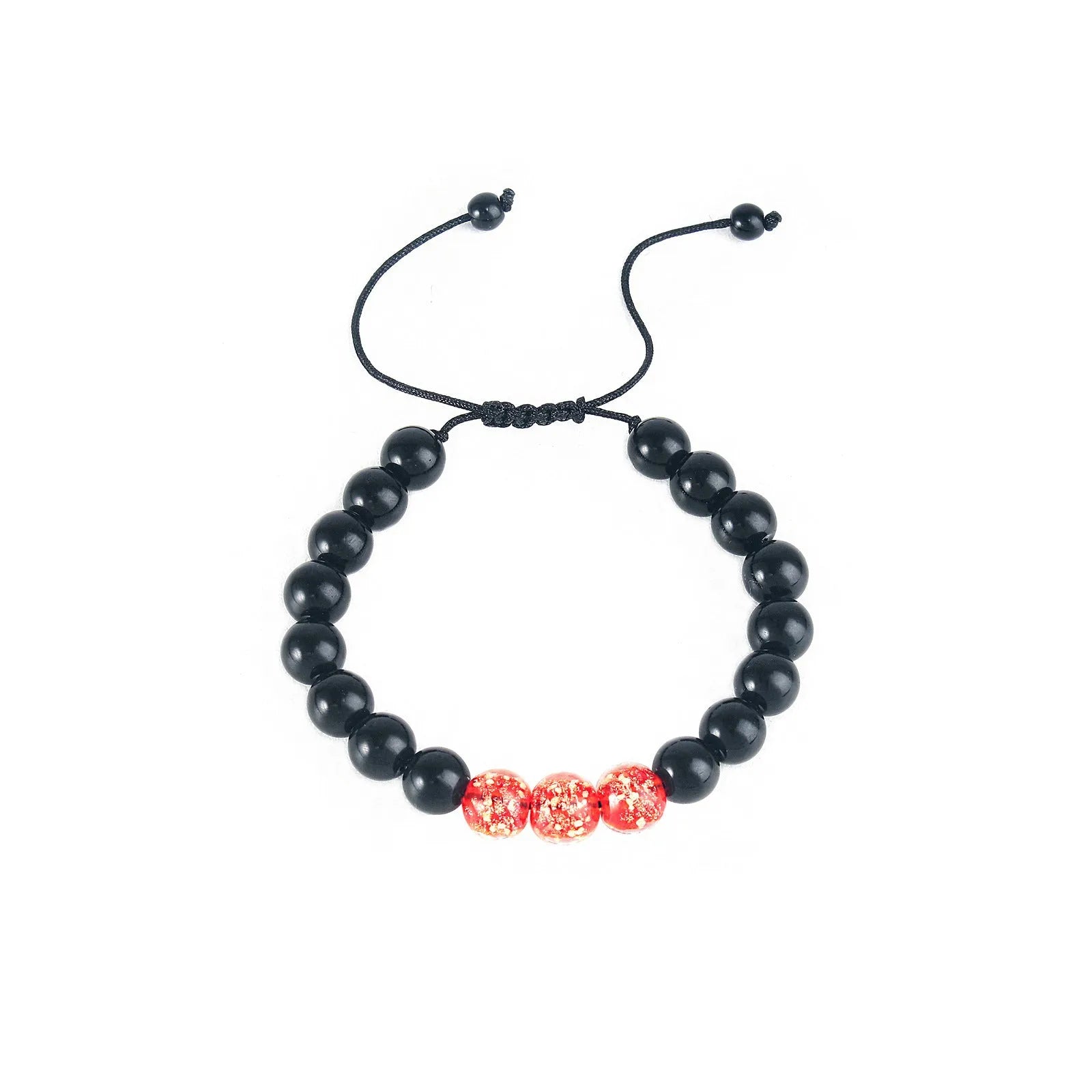 Beaded adjustable luminous bracelet with geometric glass beads in six colours