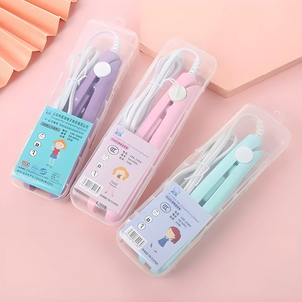 Mini hairdressing splint hair straightener with storage box in multiple colour options