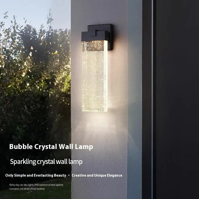 Black stainless steel outdoor LED wall lamp with warm light for courtyard or corridor