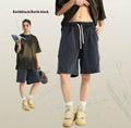 Men's batik washed pure cotton terry loose fit shorts in retro street fashion style