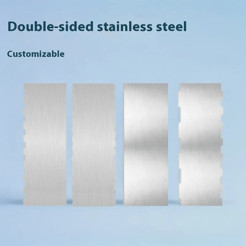 Stainless steel cream scraper with polygon pattern edge for cake decorating