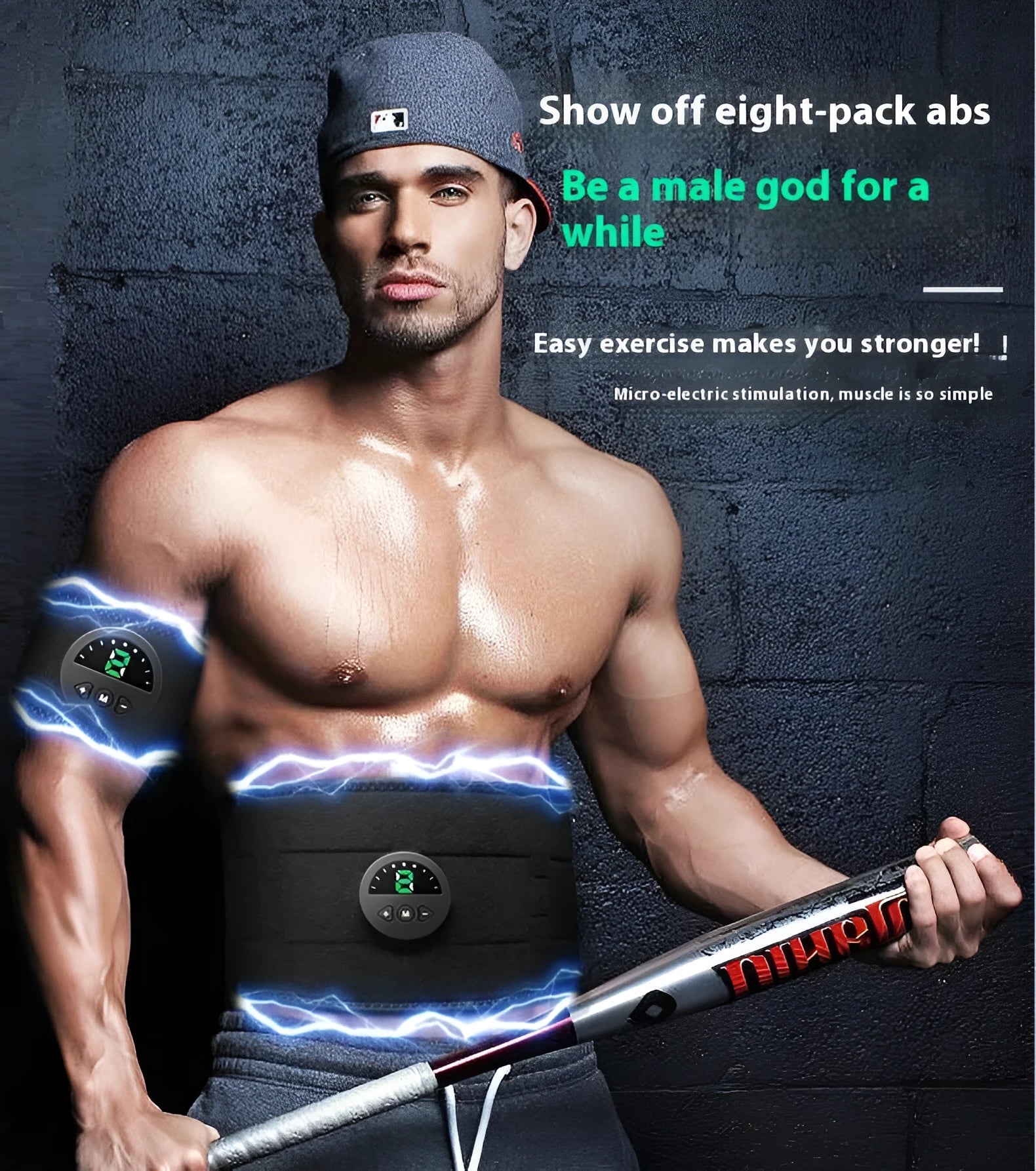 Electronic abdominal fitness belt with display screen and 120cm belt for waist shaping workouts