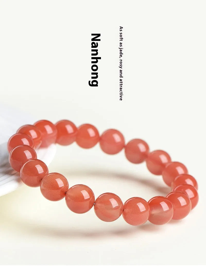 Natural South cherry red agate bracelet with polished beads in scattered design