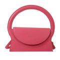 PU leather messenger bag in horizontal square shape with phone pocket and stitching details