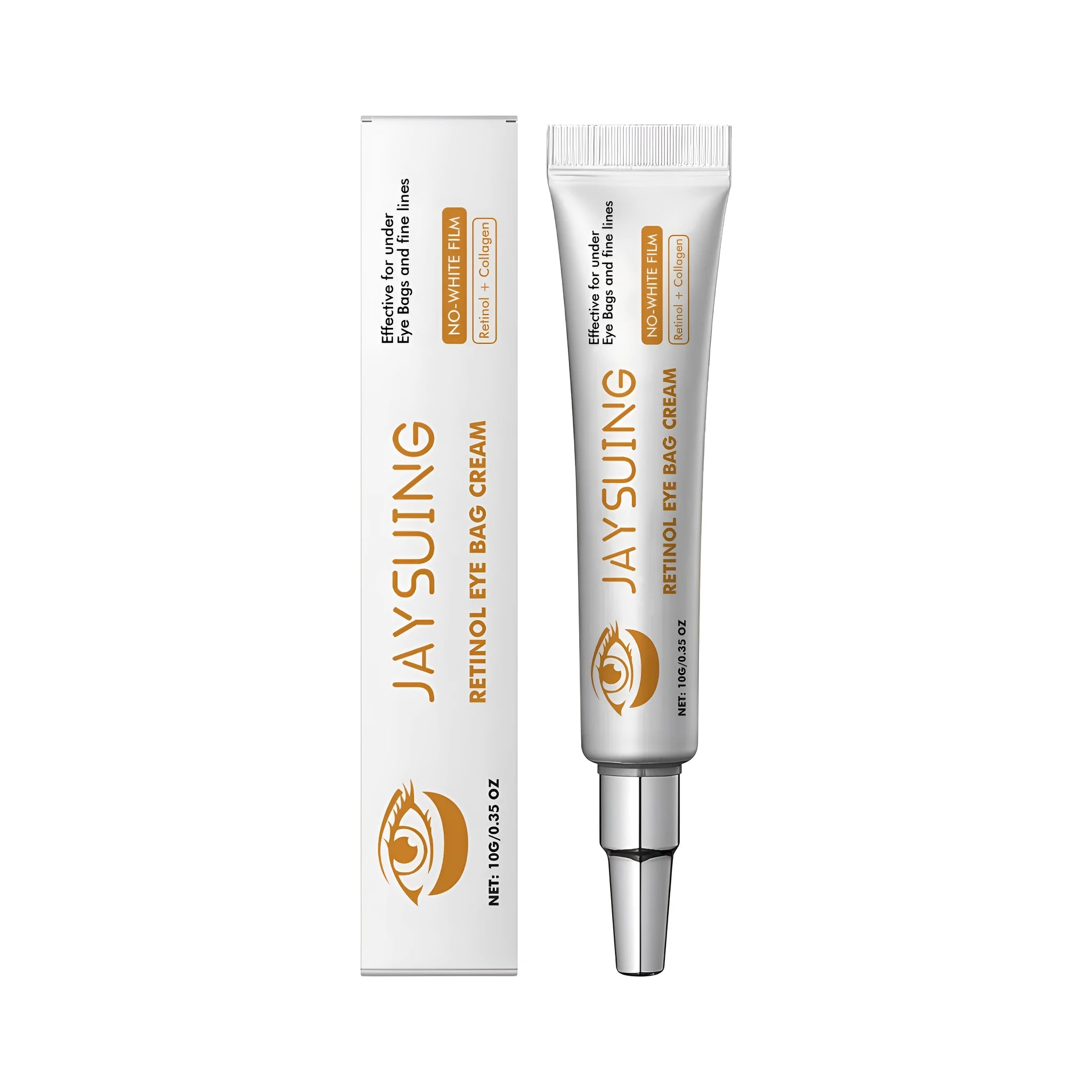 10g tube of retinol anti-aging eye cream with hyaluronic acid and collagen.