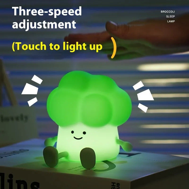 Cartoon eggplant night lamp with soft yellow light and rechargeable battery, 1200mAh