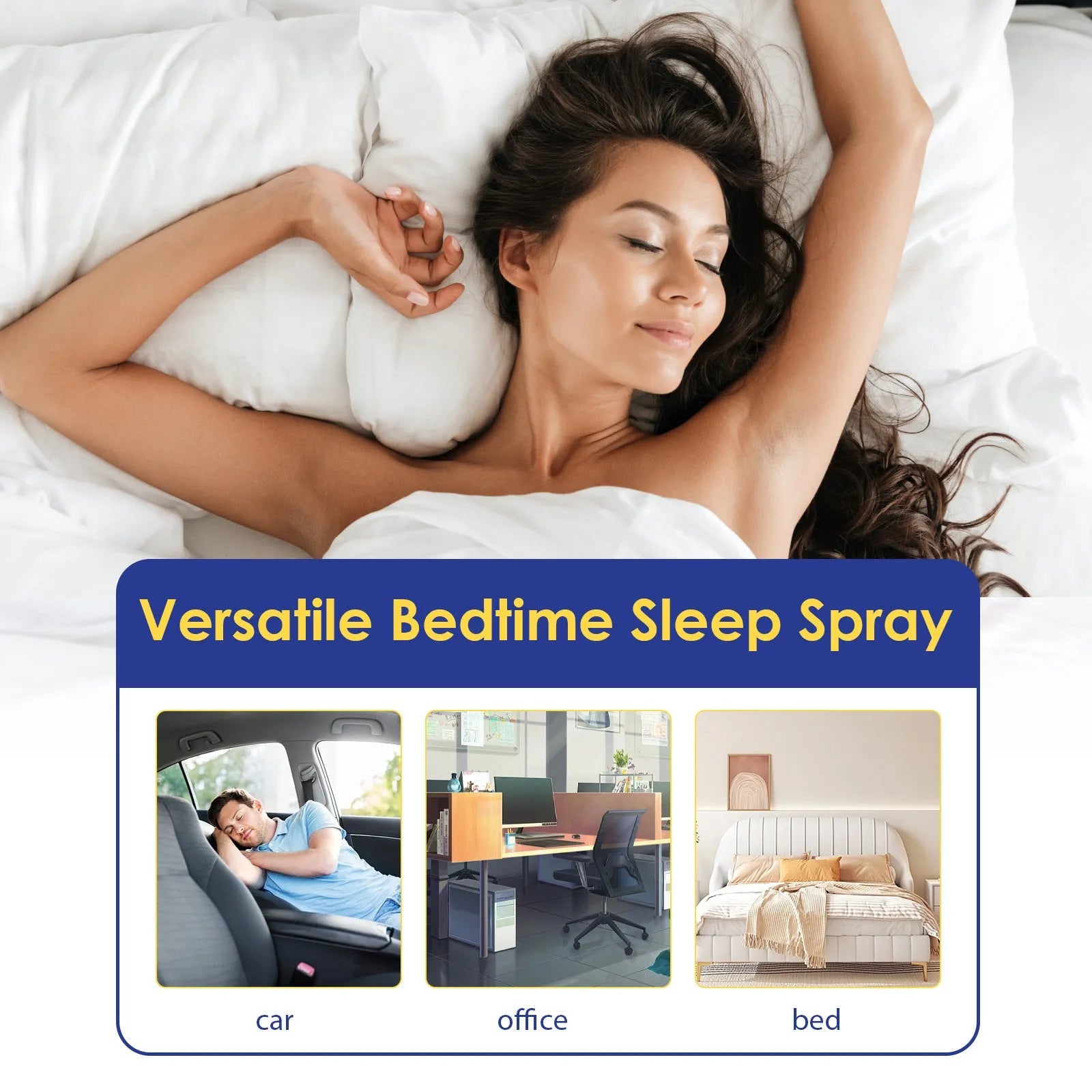 60ml bottle of lavender and chamomile aromatherapy sleep care spray for stress relief.