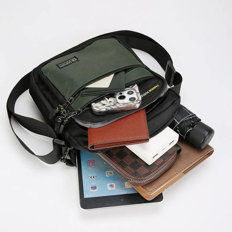 Men's waterproof nylon crossbody shoulder bag in urban simplicity style with burden reduction function
