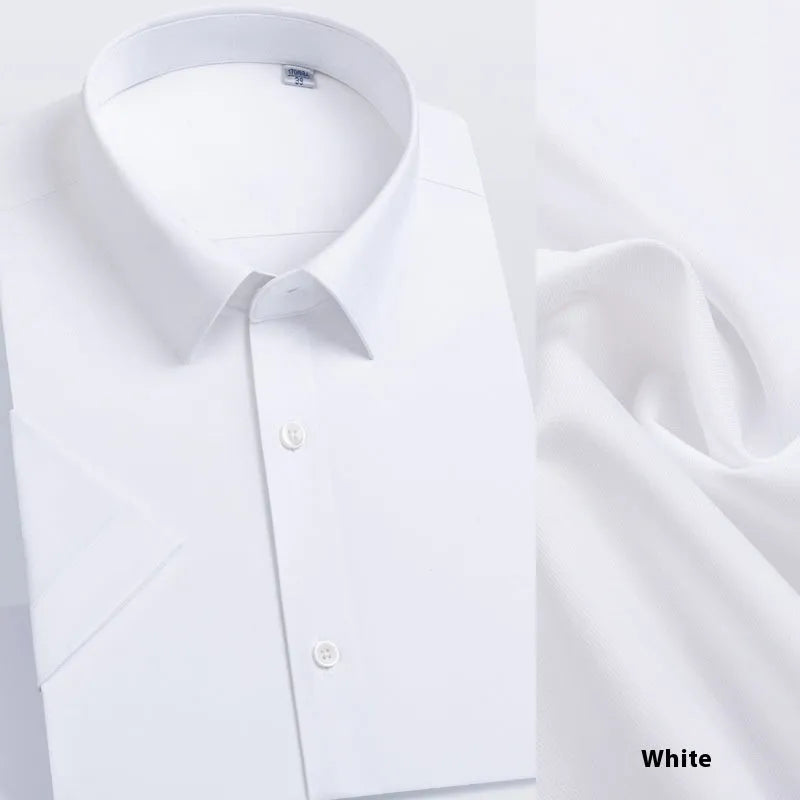 Men's regular fit non-ironing mulberry silk shirt in light blue with long sleeves, micro-elastic fabric