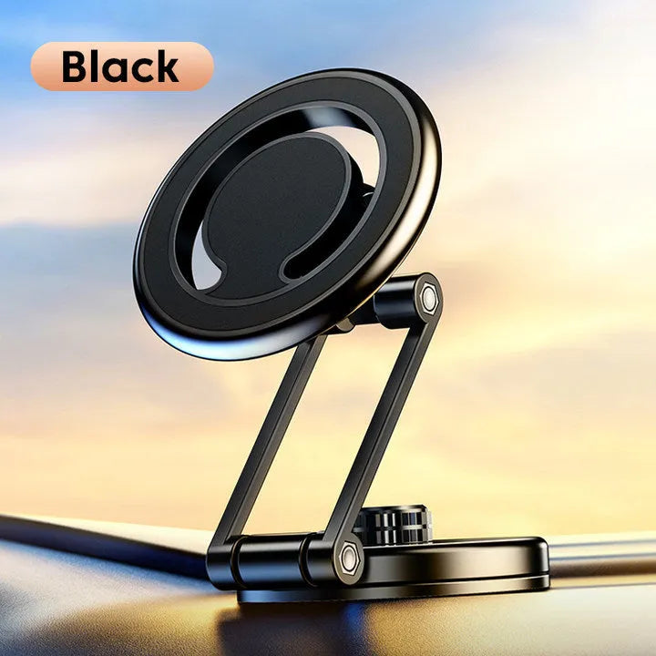 Telescopic folding car phone holder with magnetic suction dashboard attachment