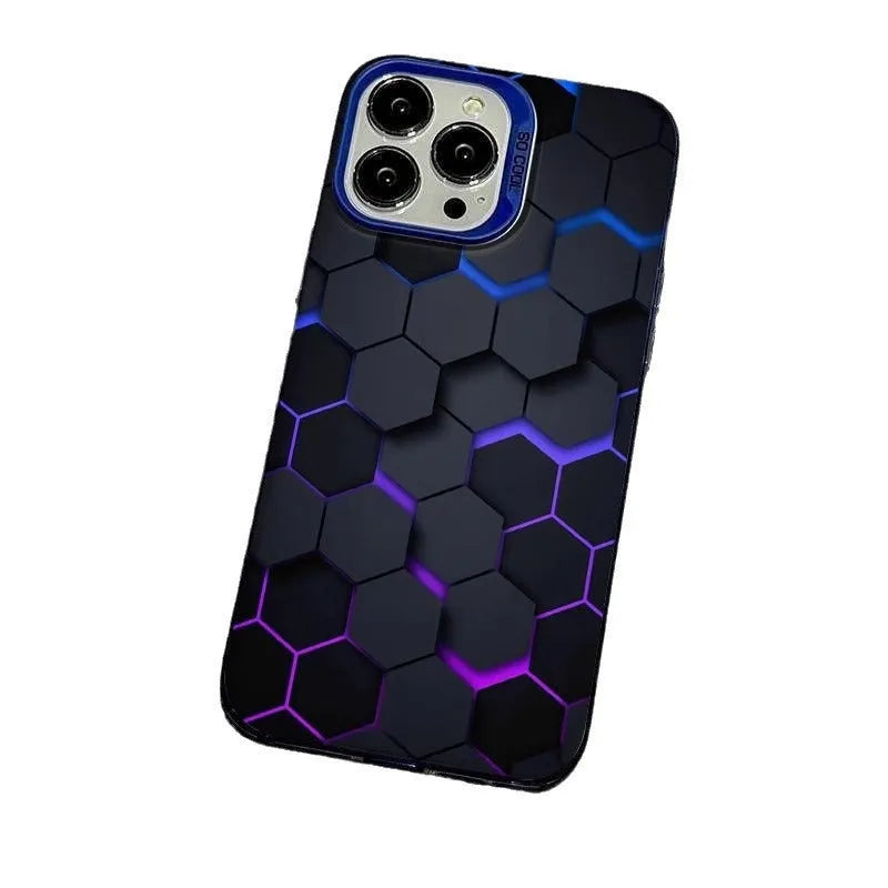 Frosted Chinese-style protective phone case for Apple iPhones with honeycomb pattern