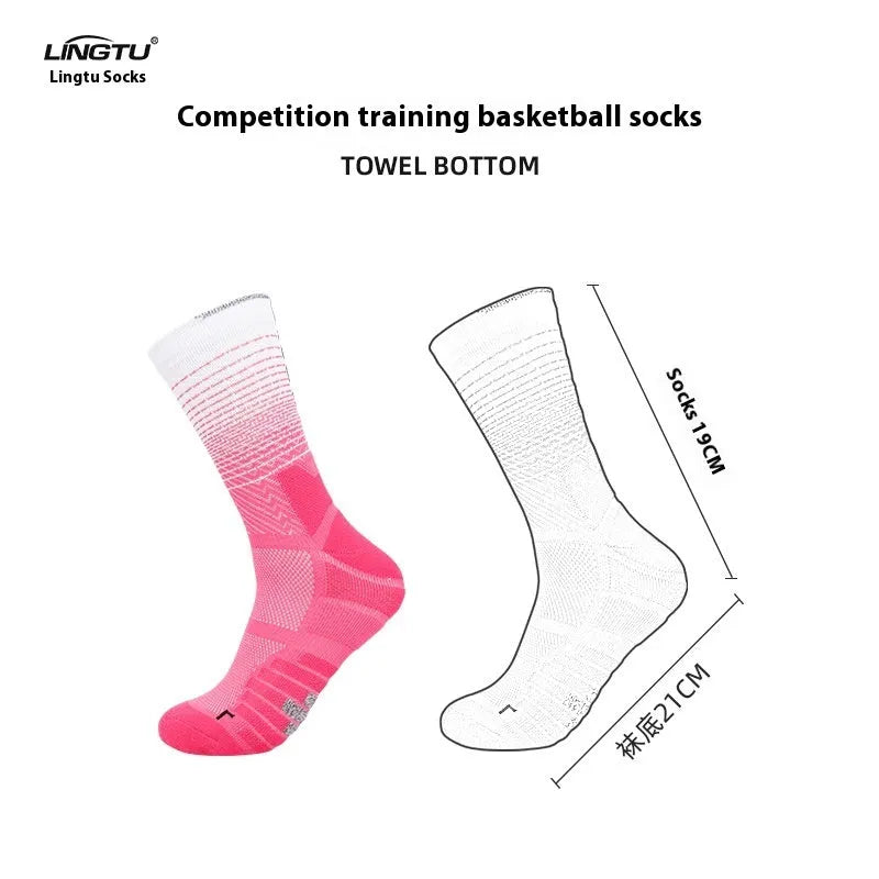 Adult quick-drying non-slip gradient sports socks for cycling and running – polyester fibre construction