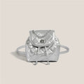Women's special-interest backpack with rhombus plaid pattern, PU texture, in silver colour