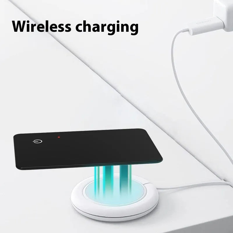 Black pet tracking locator card with wireless charging and NFC, constructed from ABS and glass, 85x54x2.1 mm