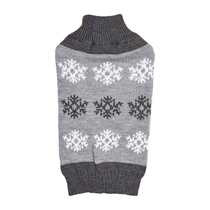 Snowflake pattern dog Christmas sweater in acrylic fabric available in grey and dark brown colours