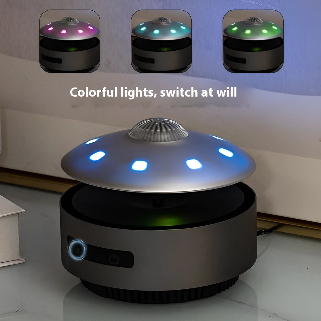 Automatic lifting magnetic levitation Bluetooth speaker with ABS housing showing floating speaker unit above base