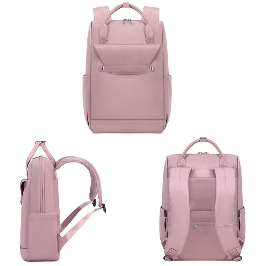 Lightweight large capacity schoolbag in solid colour waterproof nylon, unisex design for school or travel