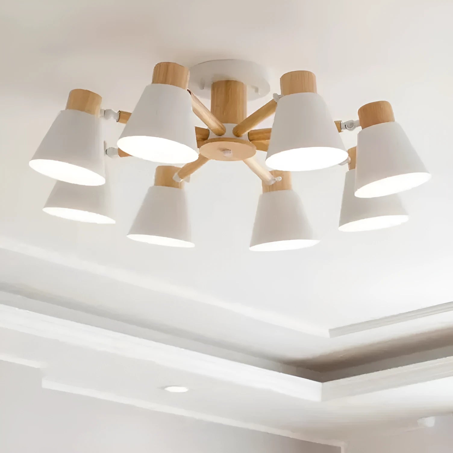 Nordic ironwood macaron ceiling lamp cluster in chosen colour and head count