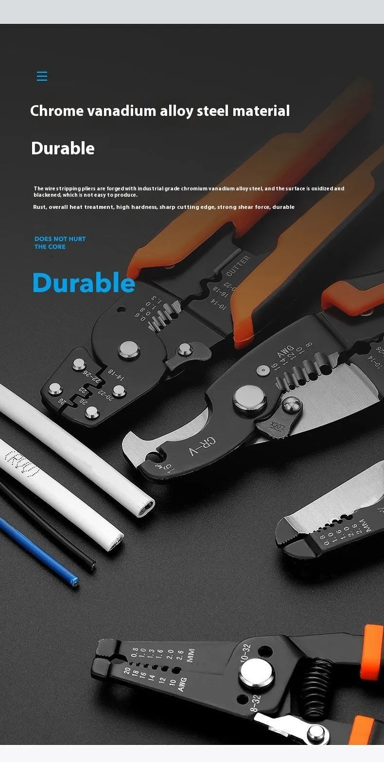 Fully automatic wire stripping pliers with high carbon steel blades for electrical installation