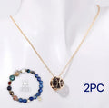 Natural stone beaded necklace and bracelet set in multicolour, twelve style options, smooth beads