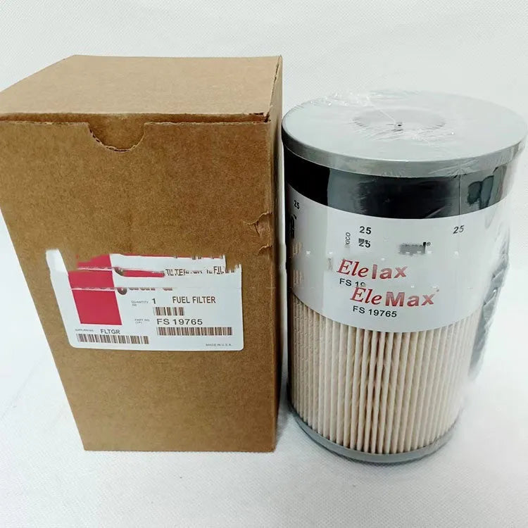 FS19764 diesel fuel filter for generator sets showing 10mm connections.