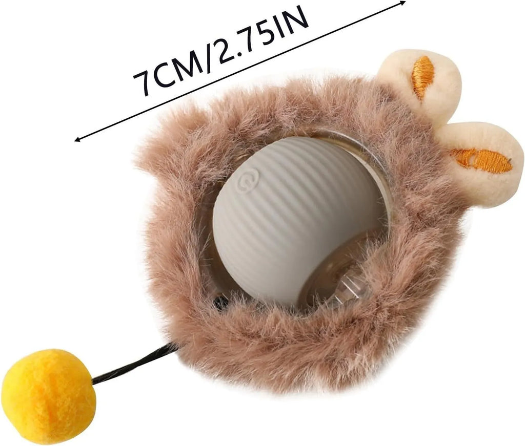 Interactive cat toy rolling ball with smart automatic rotating and string for dogs and cats