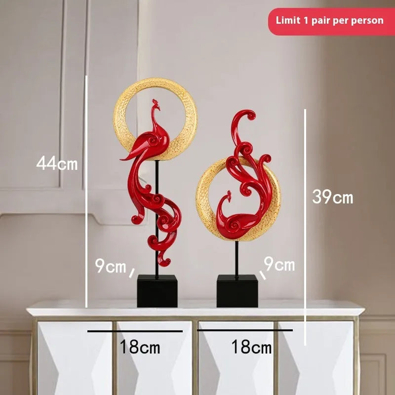 Large European style Phoenix ornament in synthetic resin with detailed craftsmanship