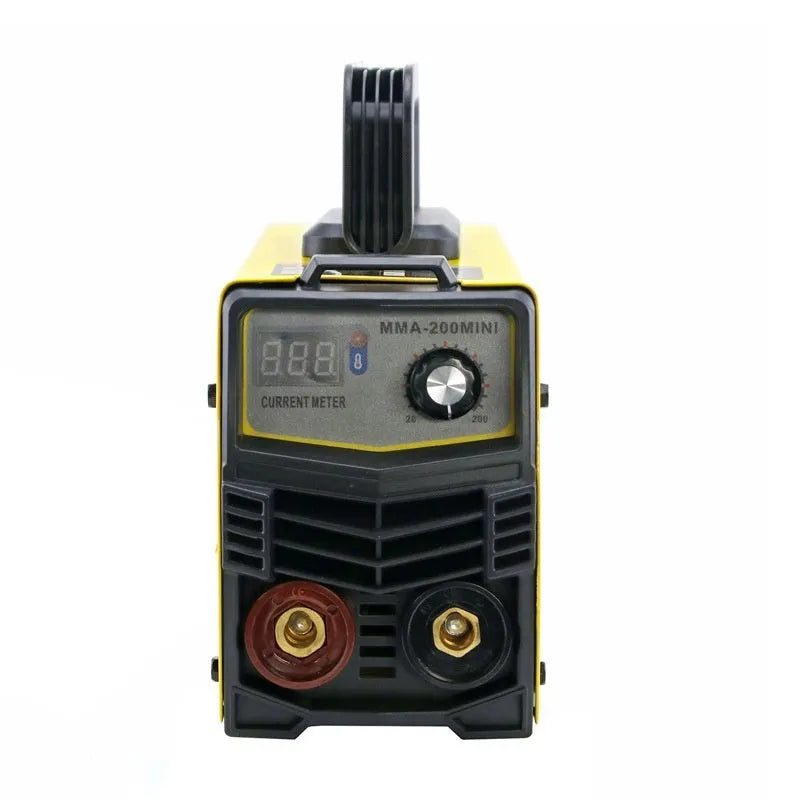 MMA-200MIN 220V DC inverter welding machine with welding tongs, clamps, and face shield