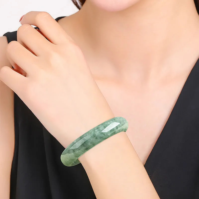 Natural emerald bean green ring bracelet for women simple style with certificate and gift box