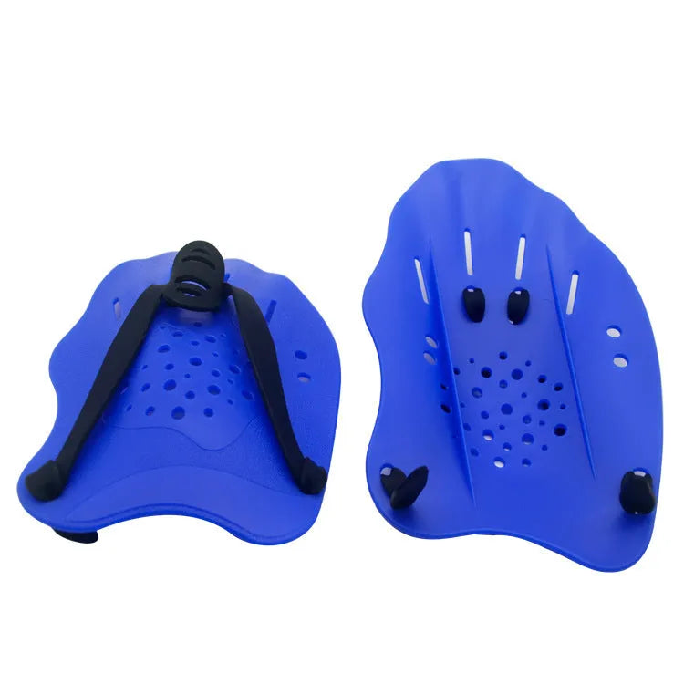 Swimming paddle training aids for freestyle stroke with webbed hand design in various colours