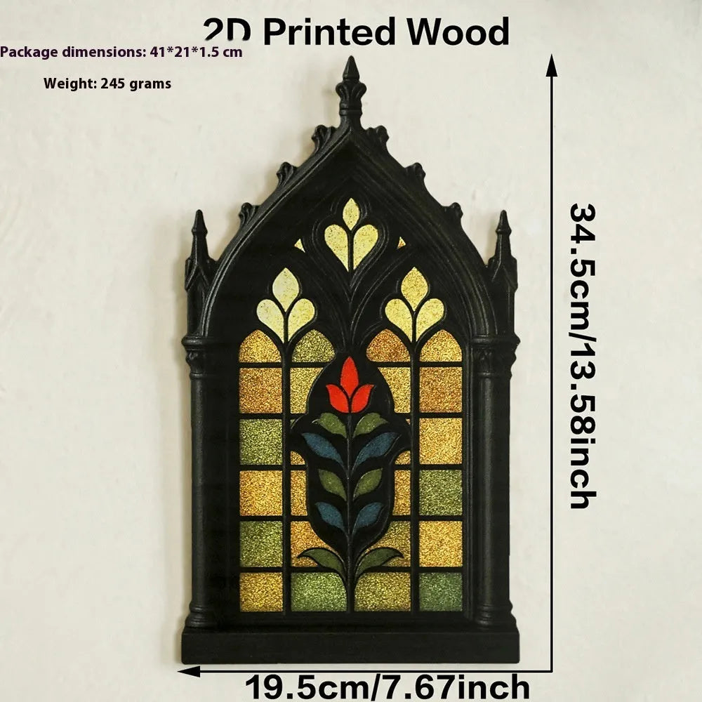 Black wooden gothic style door frame wall mounted storage rack pendant decoration