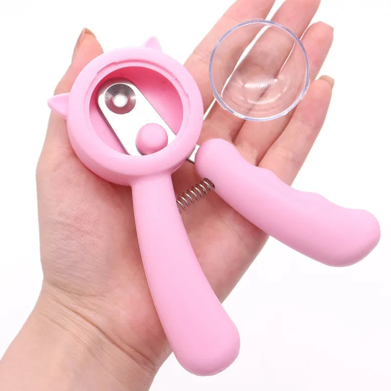 Pet nail clipper with sickle stainless steel blade for dog and cat claw trimming in blue