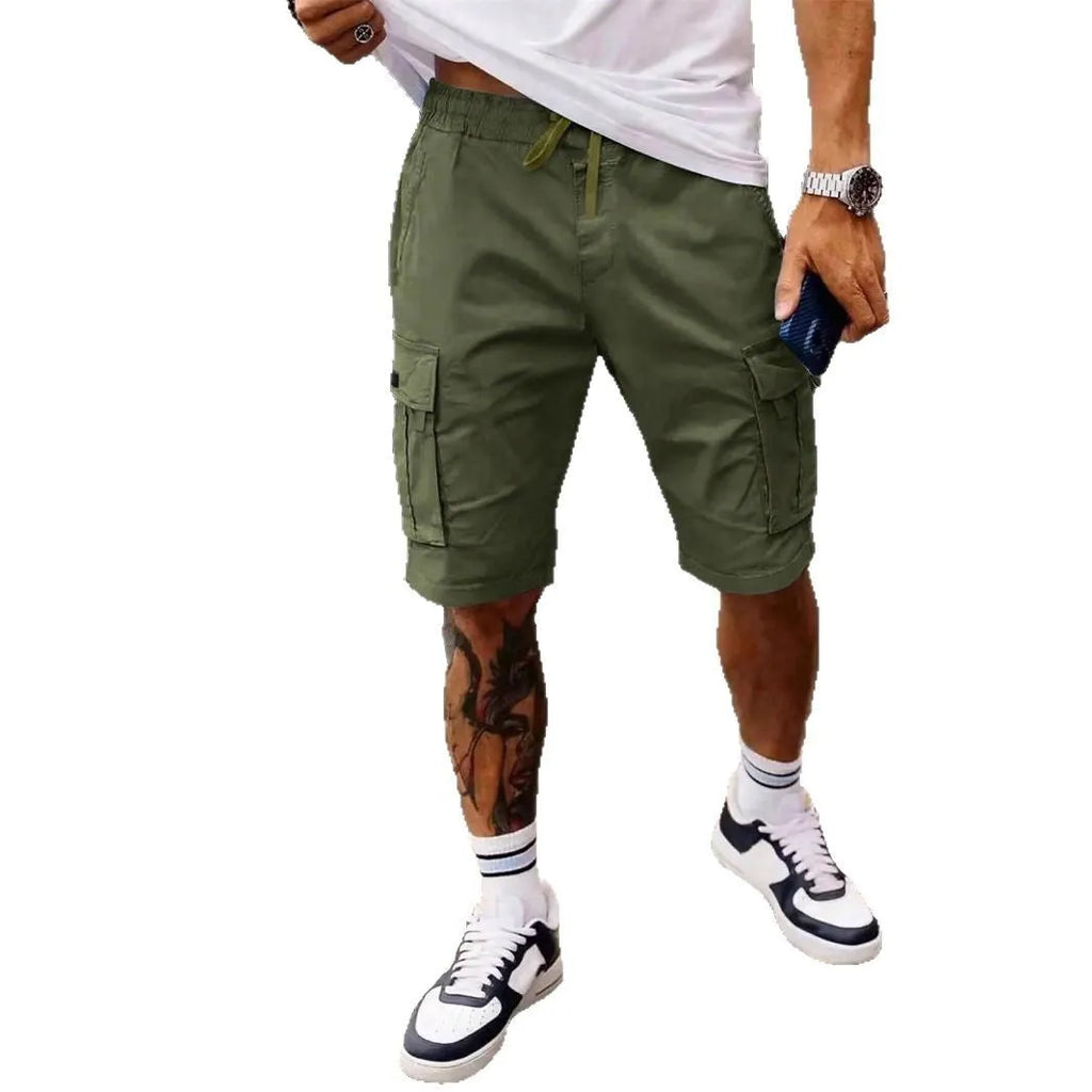 Men's summer workwear shorts loose fit polyester casual shorts in light gray