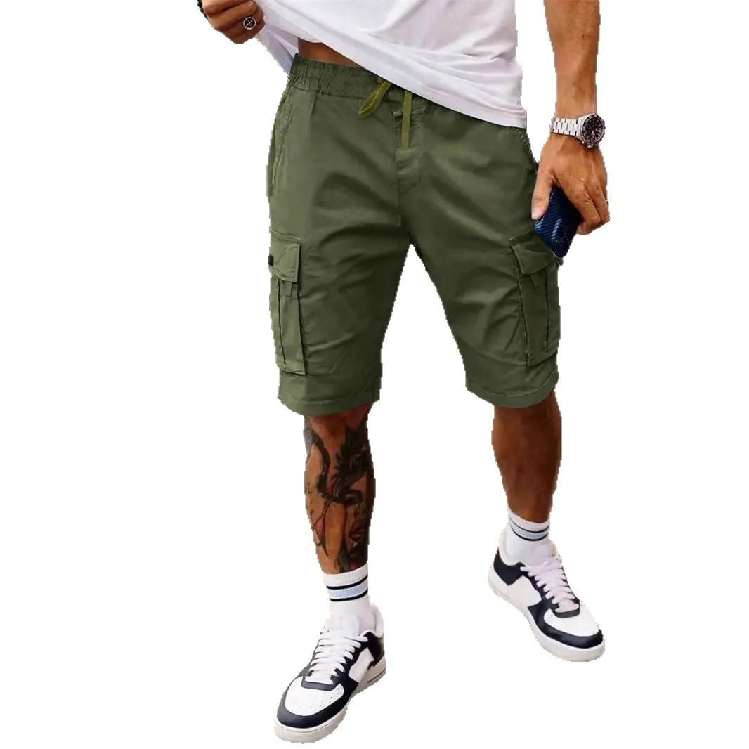 Men's summer workwear shorts loose fit polyester casual shorts in light gray