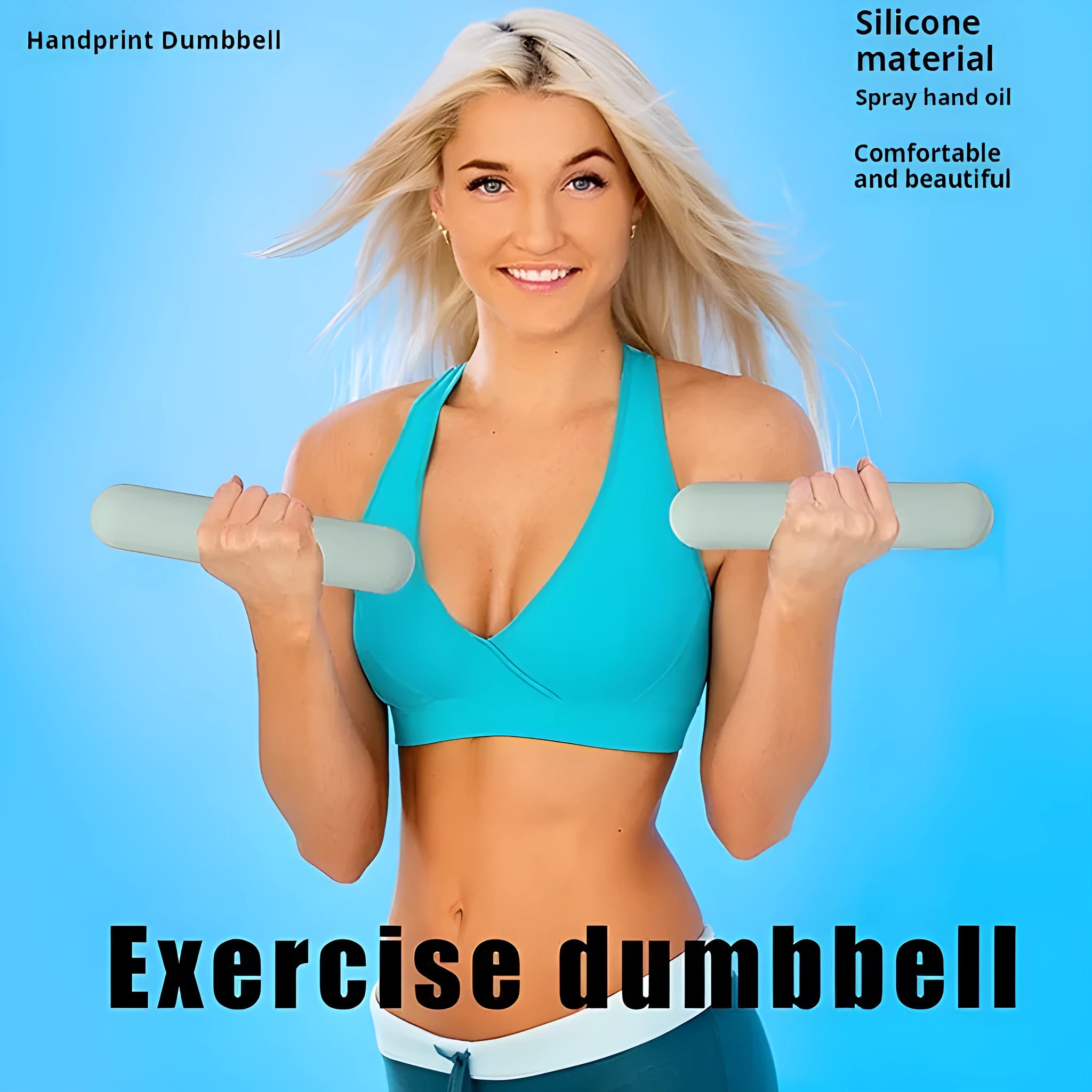 Hand-drawn silicone-edged dumbbell in various colours with cast iron weights