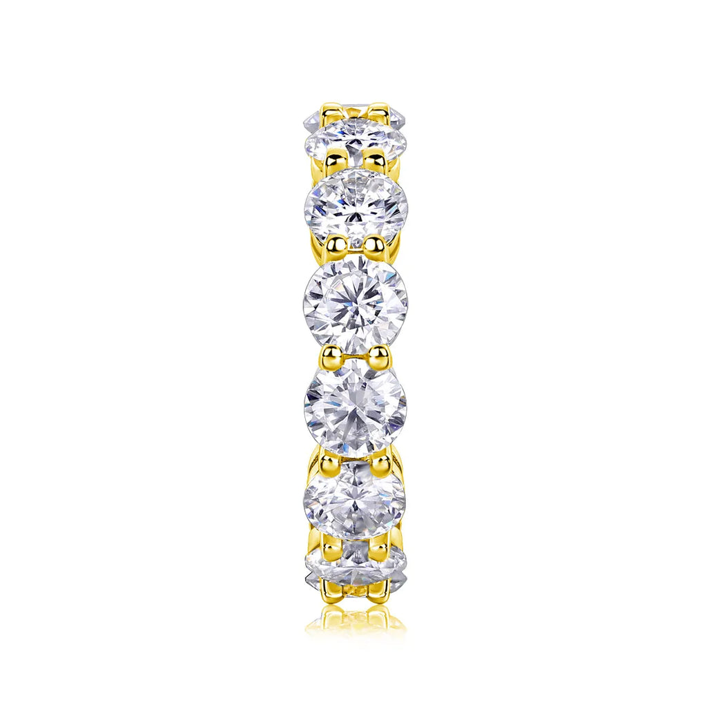 Star-studded moissanite wedding ring in S925 silver platinum-plated, gold colour, size 7, with diamond testability