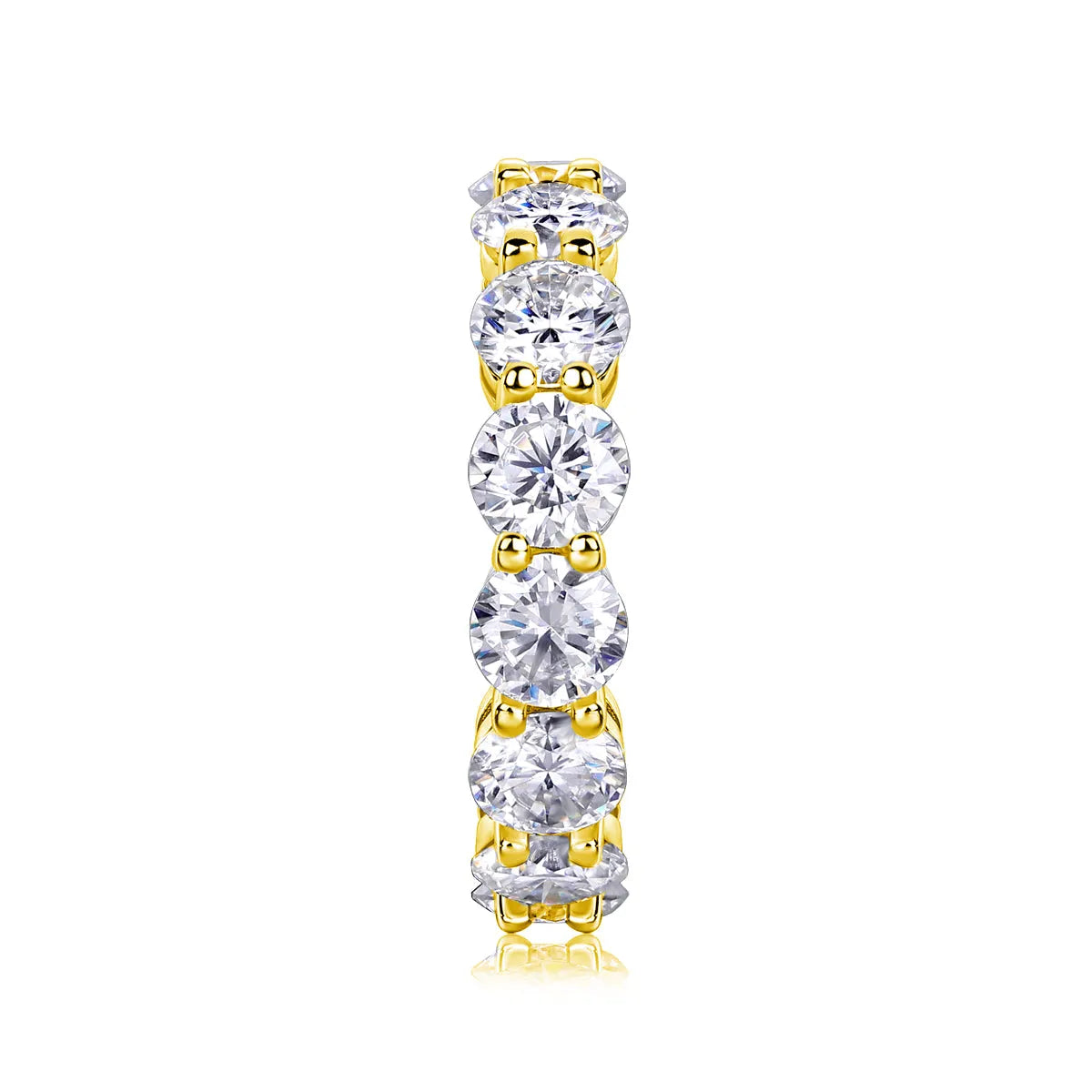 Star-studded moissanite wedding ring in S925 silver platinum-plated, gold colour, size 7, with diamond testability