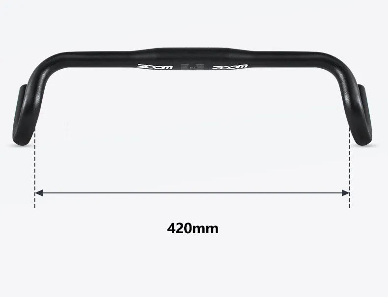 Black aluminium alloy road bike bent handlebar 420mm width with 31.8mm clamp diameter