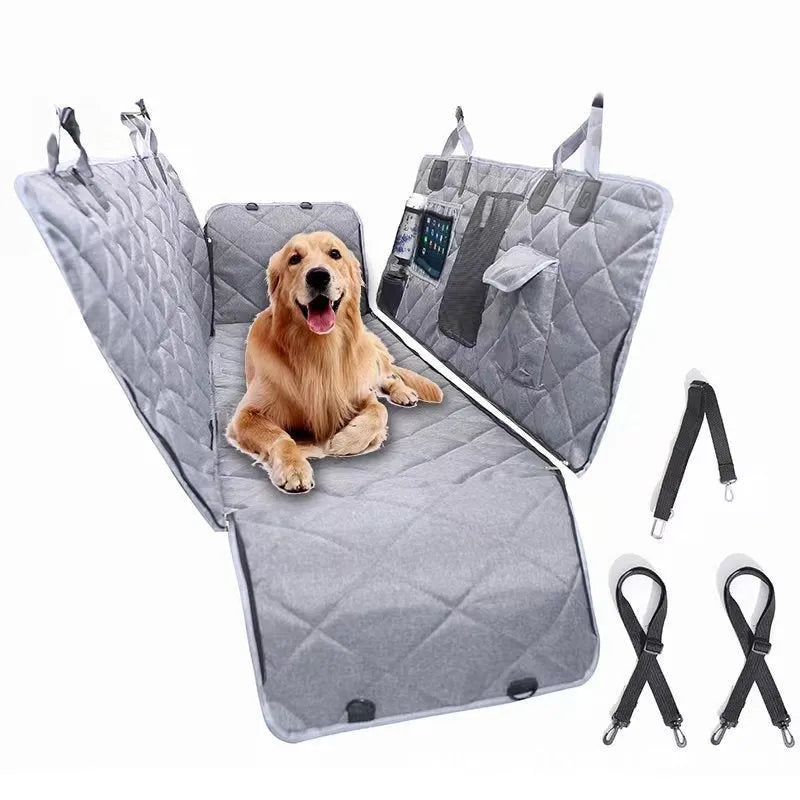 Pet car cushion anti-dirty cloth mat for dogs in black with medium mesh on car seat