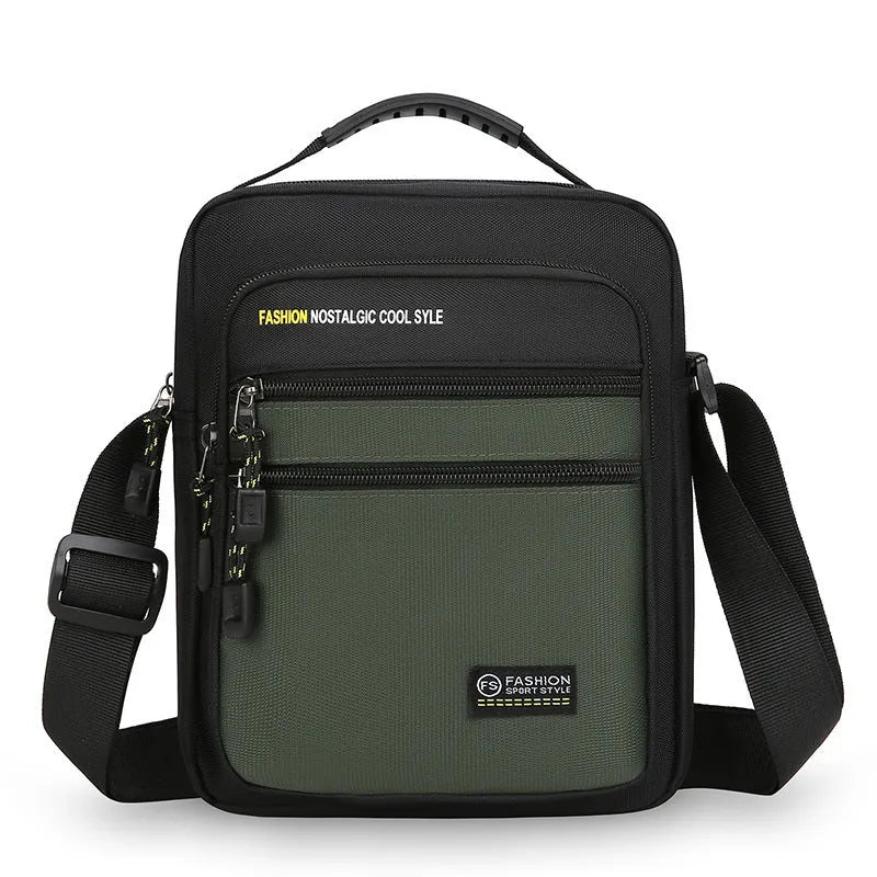 Men's waterproof nylon crossbody shoulder bag in urban simplicity style with burden reduction function