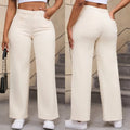Women's autumn straight leg jeans in apricot colour with wide leg design and high waist