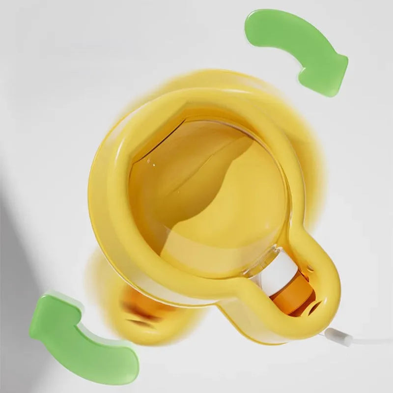 Green portable dog water bottle with pull-out drinking bowl, showing leak-proof design for travel.