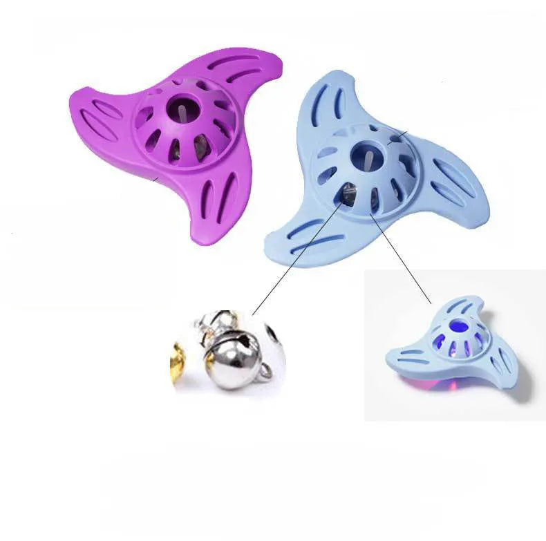 Blue or purple boomerang-shaped bite-resistant chew toy for medium and large dogs.