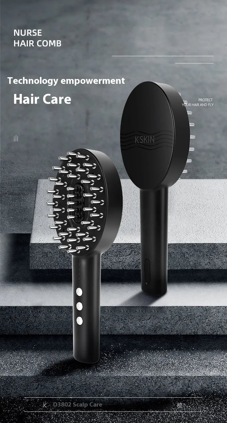 Black scalp massager and liquid application device with USB charging cable